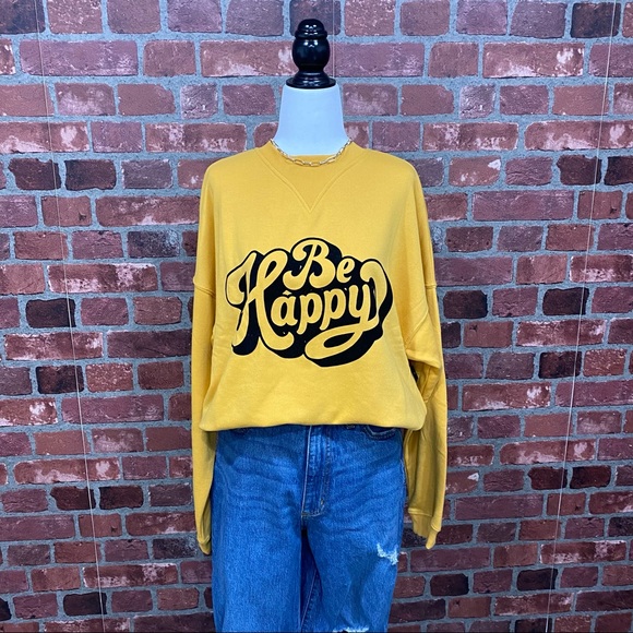 Be Happy Sweatshirt Golden Yellow - Picture 7 of 11